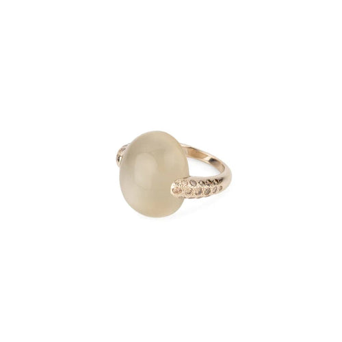Bague 50 Pomellato - Bague Luna en or gris et calcédoine, diamants bruns 58 Facettes 1