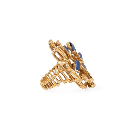 Bague 53 Bague moderniste en or jaune 18k ajouré et lapis-lazuli 58 Facettes 1