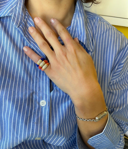 Bague 50.5 Van Cleef & Arpels - Bague Philippine en or jaune, lapis-lazuli et diamants 58 Facettes 1