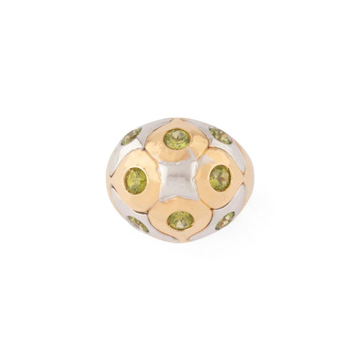 Bague 53 Bvlgari - Bague boule en or jaune et gris et péridots 58 Facettes 1