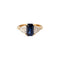 Bague 48.5 Bague saphir taille émeraude en or jaune et diamants triangle 58 Facettes 1