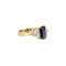 Bague 48.5 Bague saphir taille émeraude en or jaune et diamants triangle 58 Facettes 1