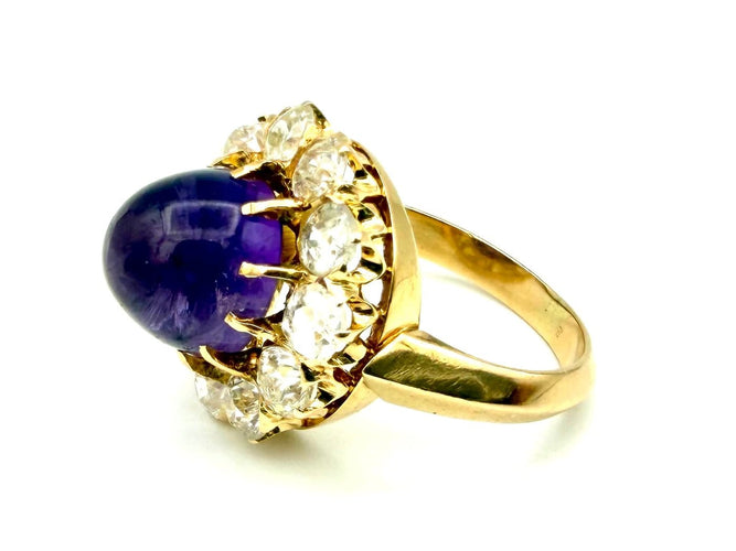 Bague 52 Bague XIXe en or rose 18K, améthyste et diamants 58 Facettes VINTAGE BG