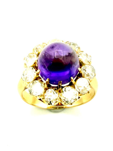 Bague 52 Bague XIXe en or rose 18K, améthyste et diamants 58 Facettes VINTAGE BG