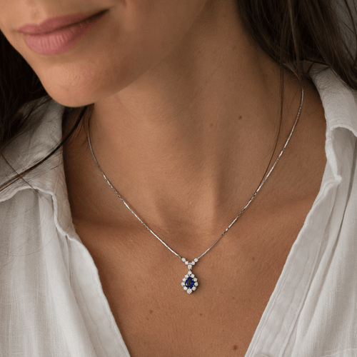 Collier Collier pendentif - Saphir et diamants en or blanc 58 Facettes 1.0001333/1