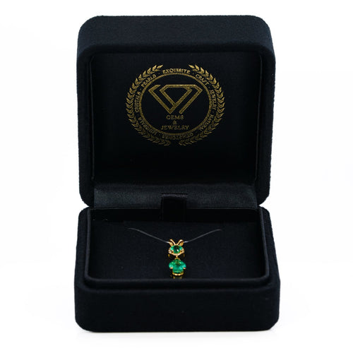 Pendentif en or jaune 18 ct avec émeraudes naturelles et diamants