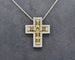 Collier Damiani Belle Époque - Collier croix en or blanc, diamants et saphirs jaunes 58 Facettes 9800