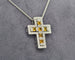 Collier Damiani Belle Époque - Collier croix en or blanc, diamants et saphirs jaunes 58 Facettes 9800
