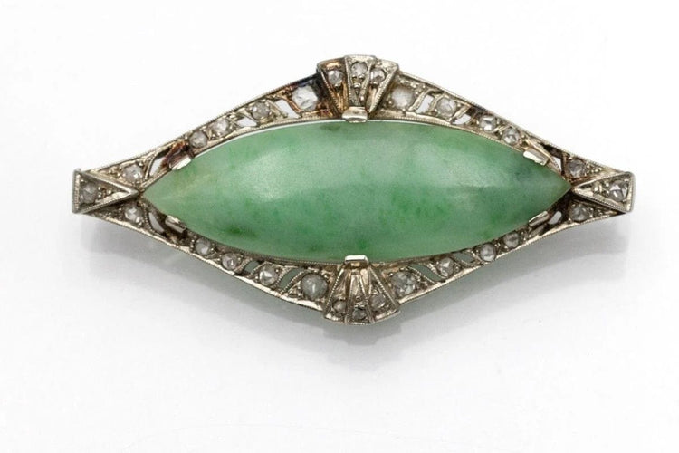 Broche Art Déco - Broche en or blanc, jade et diamants 58 Facettes 10749