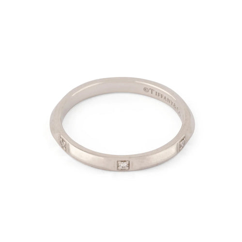 Bague 61 Tiffany & Co - Alliance en platine diamants 58 Facettes 1