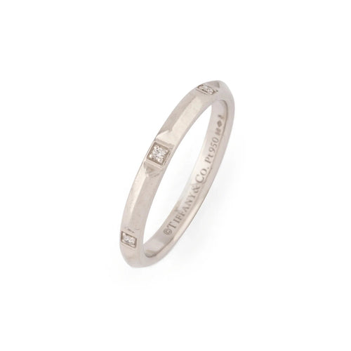 Bague 61 Tiffany & Co - Alliance en platine diamants 58 Facettes 1