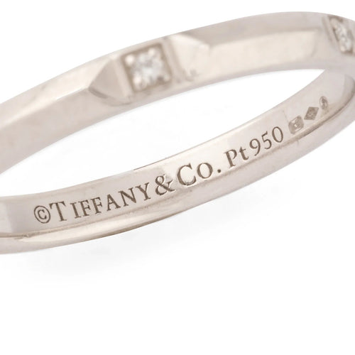 Bague 61 Tiffany & Co - Alliance en platine diamants 58 Facettes 1