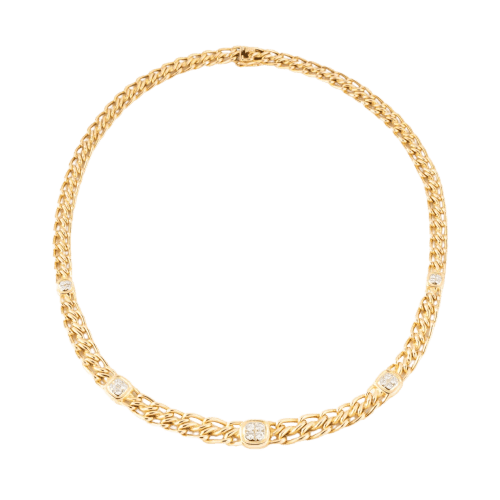 Collier Aldebert - Collier maille gourmette en or jaune 18k et diamant 58 Facettes 1