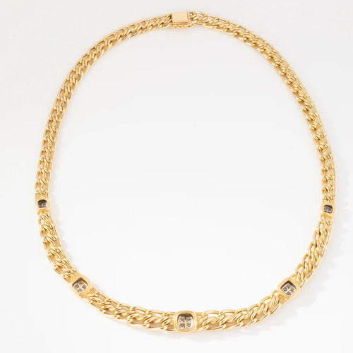 Collier Aldebert - Collier maille gourmette en or jaune 18k et diamant 58 Facettes 1