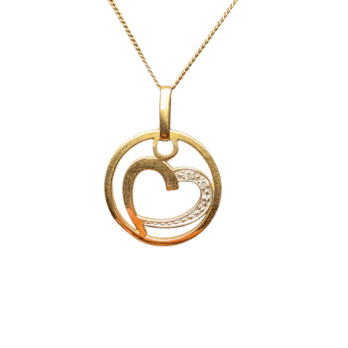Pendentif cœur en or jaune 18 carats et pierres claires 58 Facettes 250020