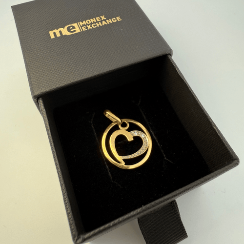 Pendentif cœur en or jaune 18 carats et pierres claires 58 Facettes 250020