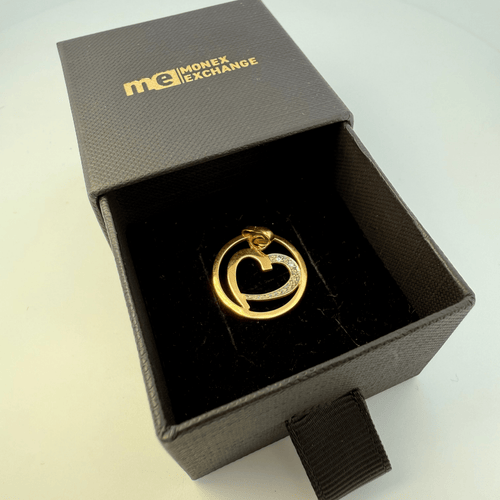 Pendentif cœur en or jaune 18 carats et pierres claires 58 Facettes 250020