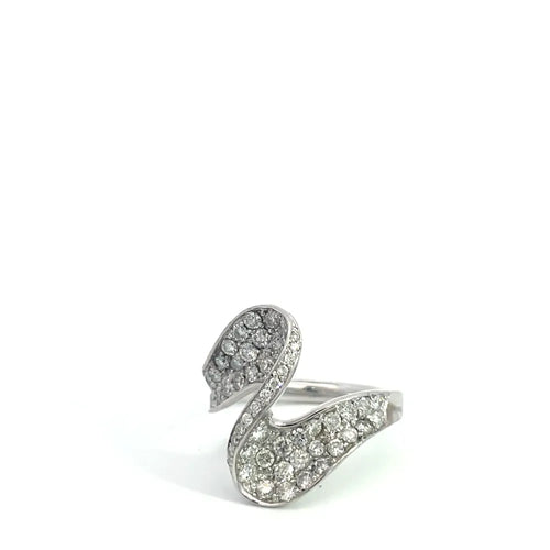Bague 54 Bague cygne en or blanc 14 carats et pavé de diamants 58 Facettes UN0142