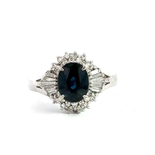 Bague 50 Bague en platine avec saphir et diamants 58 Facettes UN0133