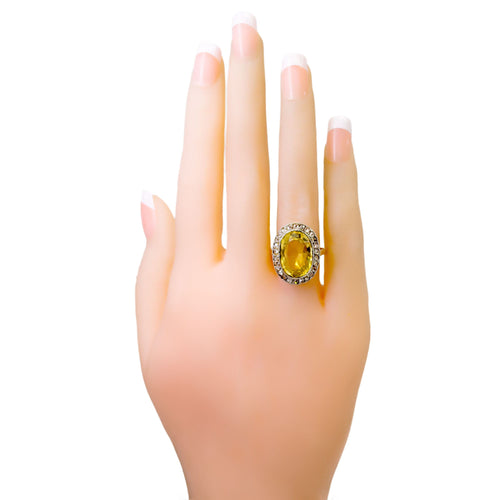Bague 54 Bague cluster en or 14k et platine avec citrine et diamants 58 Facettes 959BCD1173974A01AF9D8F60AEEE7591