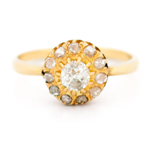 Bague 55 Bague cluster victorienne en or jaune 14k et diamants 58 Facettes E4117372F6B0406A91C1F1747CCBACDB