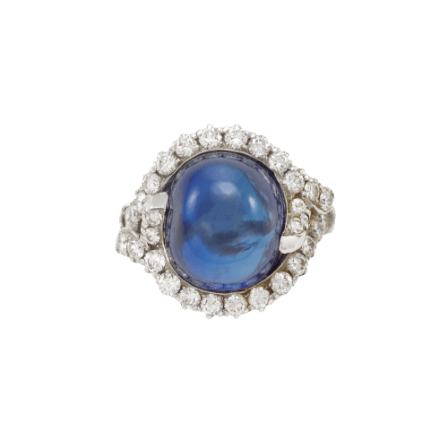 Bague 60 Bague en platine avec saphir Ottu de Ceylan non chauffé 22,04 ct 58 Facettes 22827