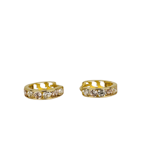 Boucles d'oreilles Boucles d'oreilles en or jaune avec saphirs blancs et roses 58 Facettes 2604031