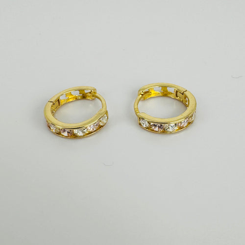 Boucles d'oreilles Boucles d'oreilles en or jaune avec saphirs blancs et roses 58 Facettes 2604031
