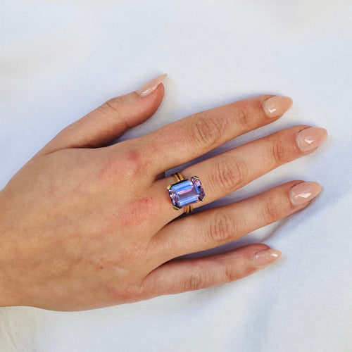Bague 54 Bague vintage en or jaune 14 ct et améthyste 58 Facettes 2603019