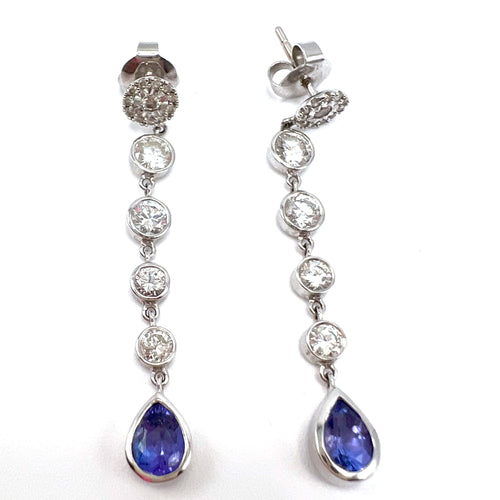 Boucles d'oreilles Boucles d'oreilles en or blanc, diamants et tanzanites 58 Facettes UKA000016GM
