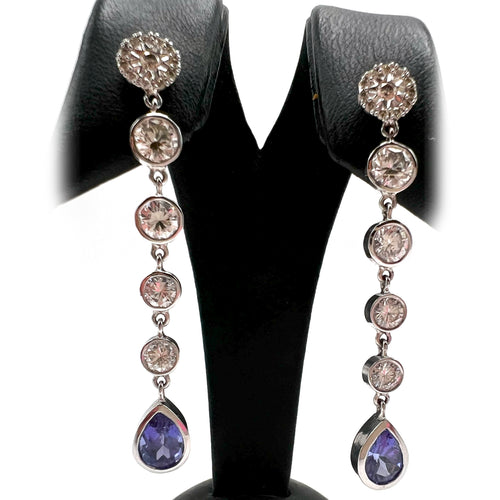 Boucles d'oreilles Boucles d'oreilles en or blanc, diamants et tanzanites 58 Facettes UKA000016GM