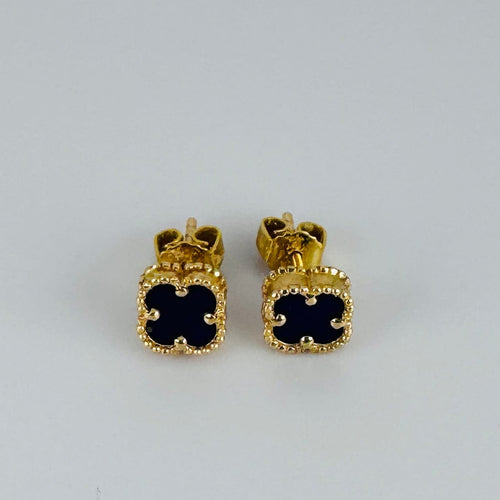 Boucles d'oreilles Boucles d'oreilles trèfles en or jaune et lapis-lazuli 58 Facettes 2602096
