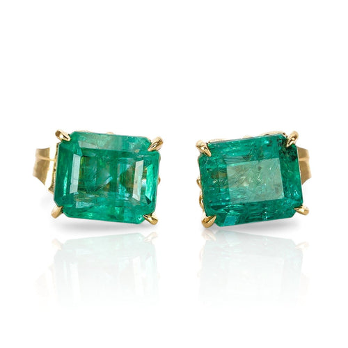 Boucles d'oreilles Boucles d'oreilles en or jaune 14 ct et émeraudes naturelles 58 Facettes E003