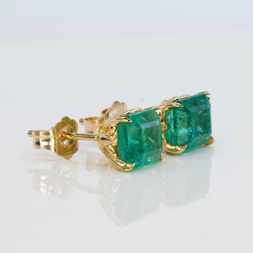 Boucles d'oreilles Boucles d'oreilles en or jaune 14 ct et émeraudes naturelles 58 Facettes E003