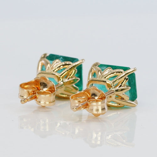 Boucles d'oreilles Boucles d'oreilles en or jaune 14 ct et émeraudes naturelles 58 Facettes E003