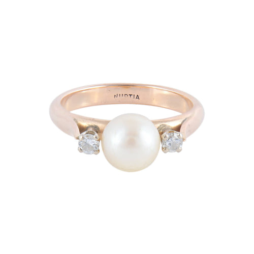 Bague 52 Taylor - Bague en or jaune 18 carats perle et diamants 58 Facettes BO/220041 STA
