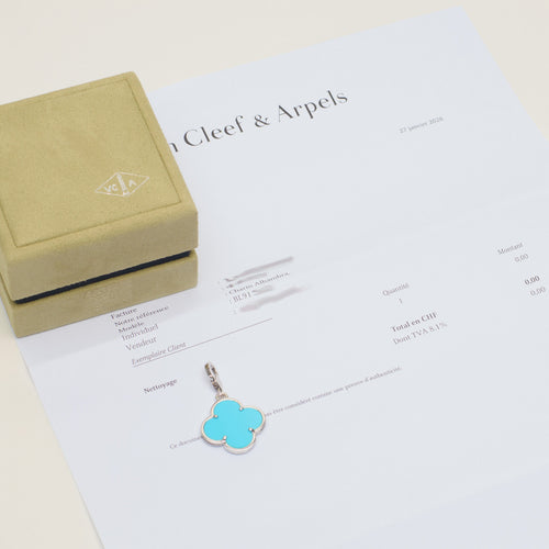 Van Cleef & Arpels Magic Alhambra - Pendentif en or blanc et turquoise 58 Facettes