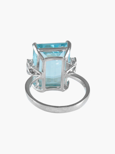 Bague 55 Bague en or blanc aigue-marine et diamants 58 Facettes BO/220025BA