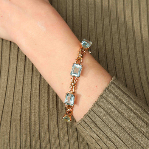 Bracelet Bracelet - Bracelet articulé en or jaune et aigues-marines 58 Facettes BO/220087 NSS