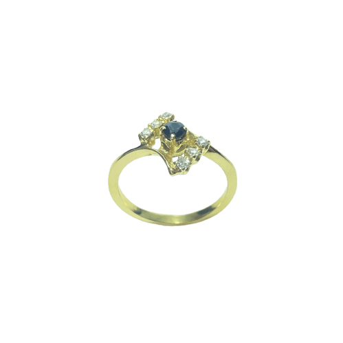 Bague 51 Bague en or jaune 18 carats avec saphir et diamants 58 Facettes 260154
