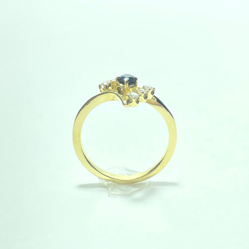 Bague en or jaune 18 carats avec saphir et diamants 58 Facettes 260154