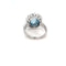 Bague 54 Bague vintage 1950s en or blanc 18 carats, aigue-marine et diamants 58 Facettes