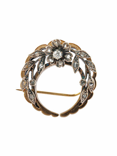 Broche Broche Fleur ancienne en or et argent, diamants 58 Facettes 170006