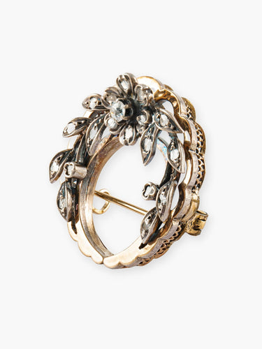 Broche Broche Fleur ancienne en or et argent, diamants 58 Facettes 170006