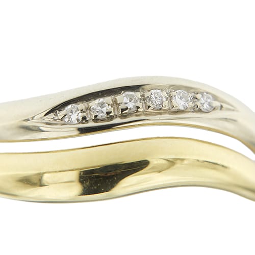 Bague 61 Bague double anneau en or jaune, or blanc et diamants 58 Facettes 39837