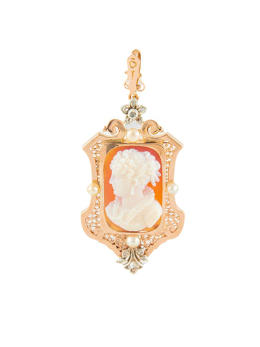 Pendentif Pendentif ancien camée en or jaune 18k 58 Facettes 210045