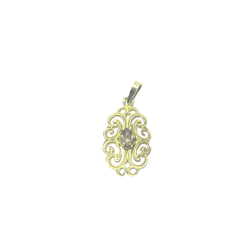 Pendentif ajouré en or jaune 18 carats et pierre ovale 58 Facettes 260118