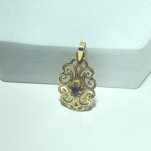 Pendentif ajouré en or jaune 18 carats et pierre ovale 58 Facettes 260118