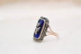 Bague 51 Bague victorienne rectangulaire en or rose, argent, émail et marcassites 58 Facettes 3953