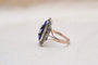 Bague 51 Bague victorienne rectangulaire en or rose, argent, émail et marcassites 58 Facettes 3953